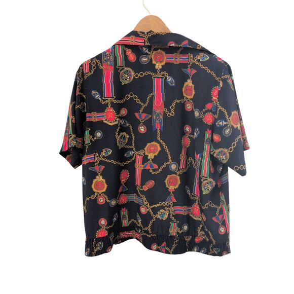 Vintage Alfred Dunner Navy Top w/ printed Chain Detail Size 14 - Picture 3 of 3